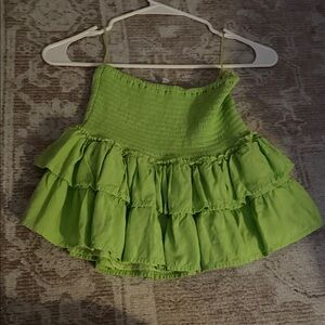 Vibrant Lime Green Tiered Mini Skirt